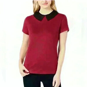 Maison Jules Top Lace-Collar S Wild Cherry Pullover Short Sleeve Shirt